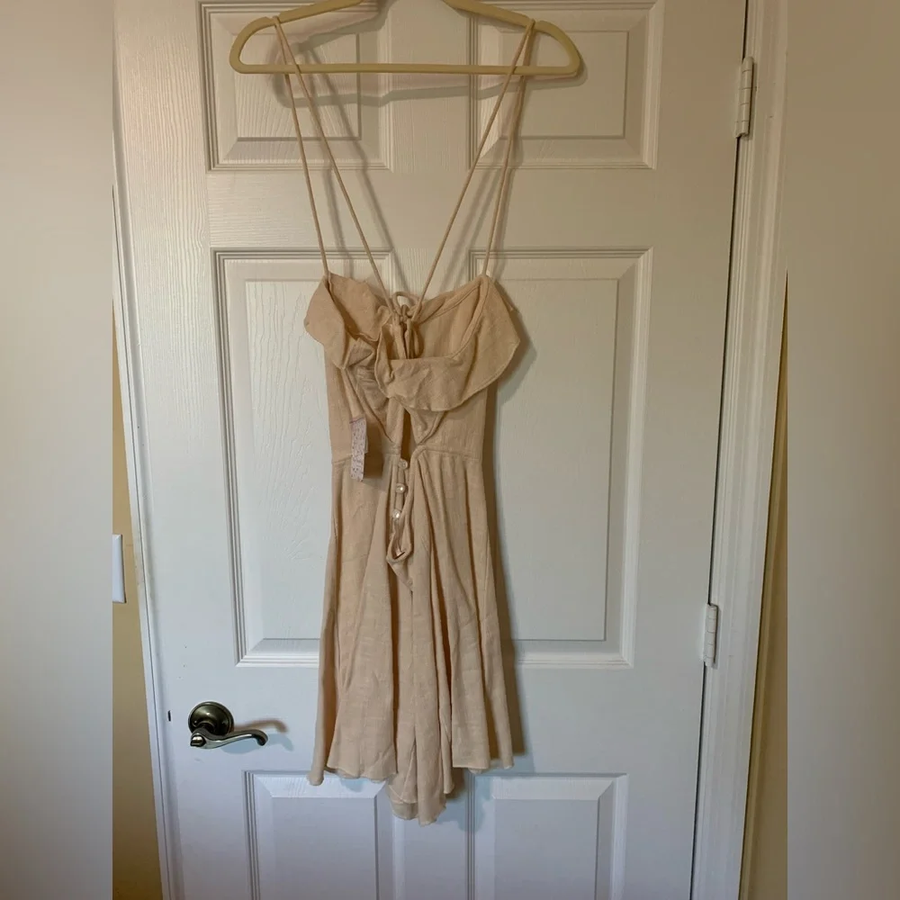 NWT Free People Ruffle Cream Sleeveless‎ Backless Dress Boho Cottagecore Western - Picture 9 of 11